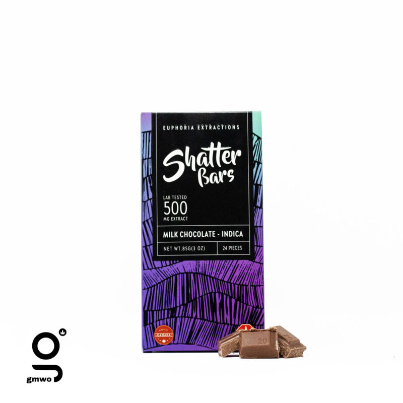 500 mg Indica THC Milk Chocolate Shatter Bar omc